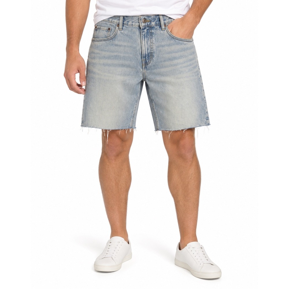 Lucky Brand Mens Loose Short Light Wash Denim Frayed Hem Size 33 NEW